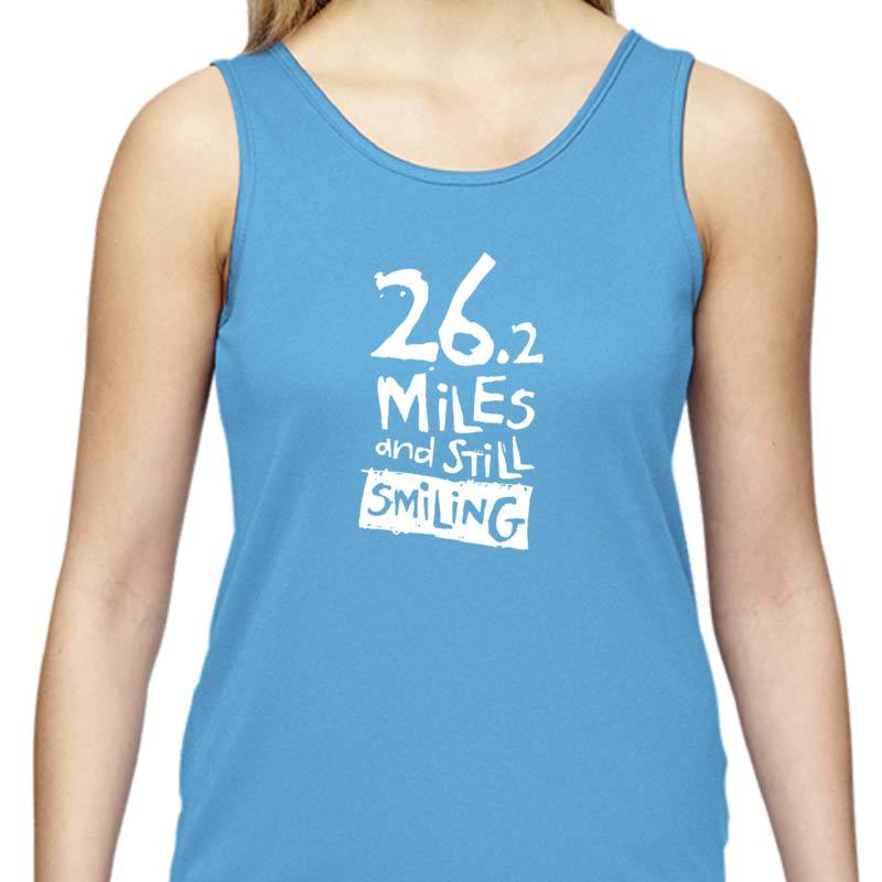Ladies Sports Tech Tank Crew - "26.2 Miles And Still Smiling"