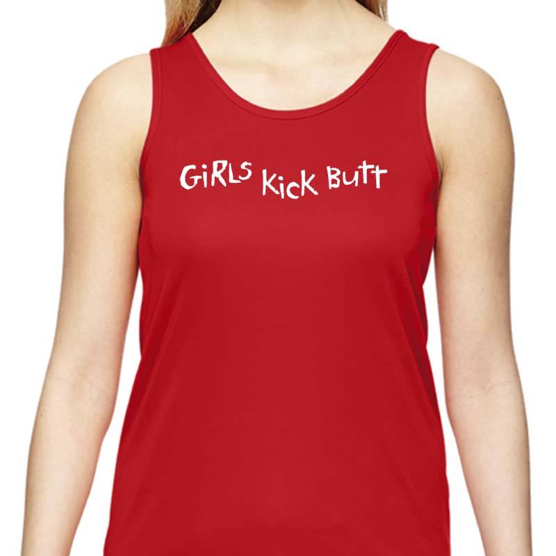Ladies Sports Tech Tank Crew - "Girls Kick Butt"