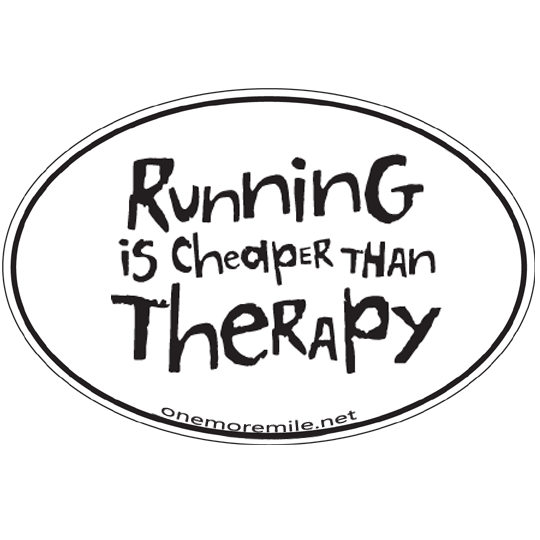 Large Oval Sticker "Running Is Cheaper Than Therapy"