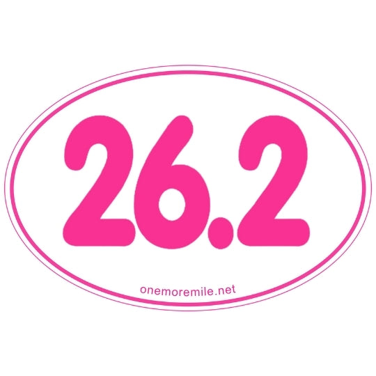 Large Oval Sticker "26.2 Smooth Font" - Fuchsia Imprint