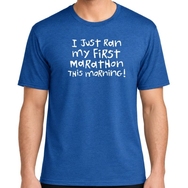 Men's Perfect Tri Short Sleeve Crew - "First Marathon - Third Beer"