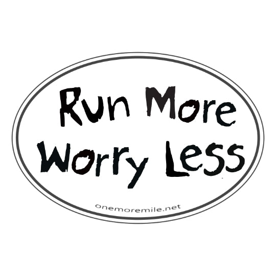 Small Oval Sticker "Run More Worry Less"
