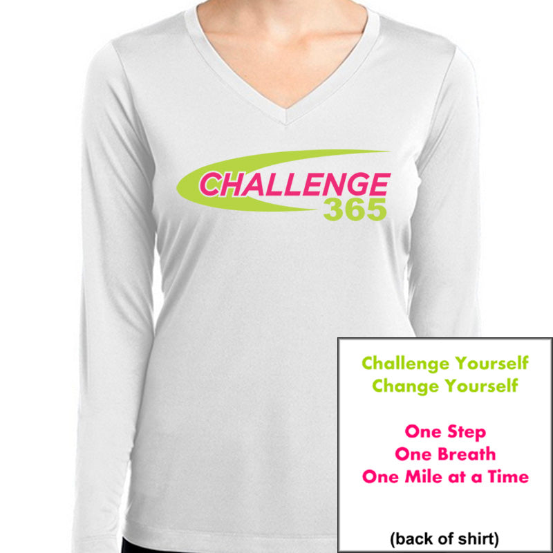 Coach Jenny's Challenge 365 Ladies Sports Tech Long Sleeve V