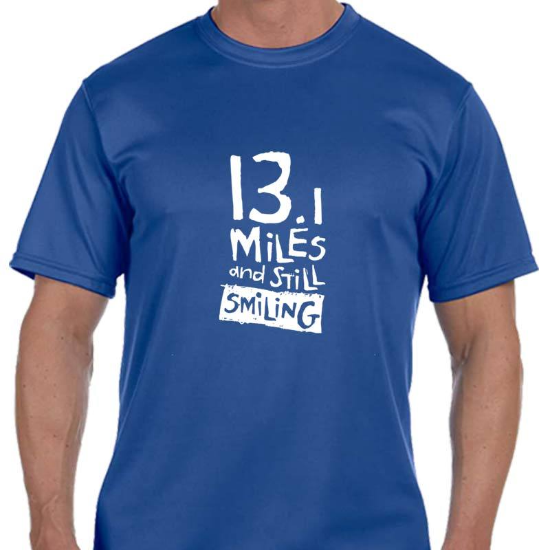 Men's Sports Tech Short Sleeve Crew - "13.1 Miles And Still Smiling"