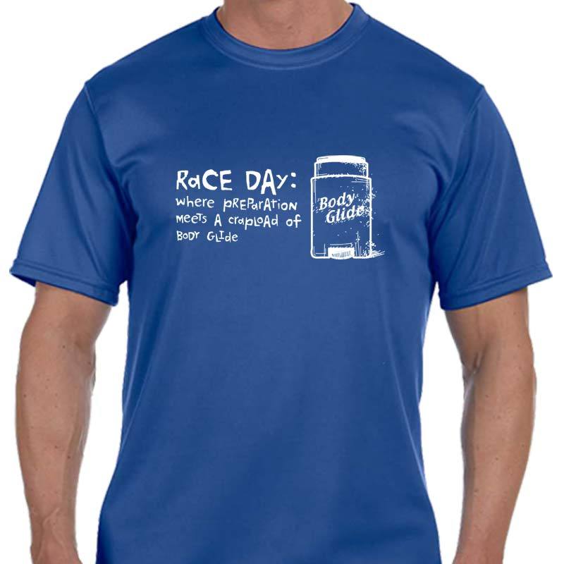 Men's Sports Tech Short Sleeve Crew - "Race Day: Where Preparation Meets A Crapload Of Body Glide"