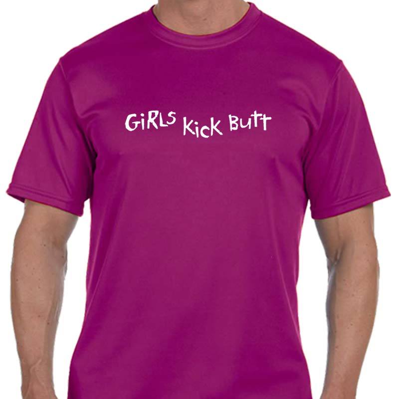 Men's Sports Tech Short Sleeve Crew - "Girls Kick Butt"