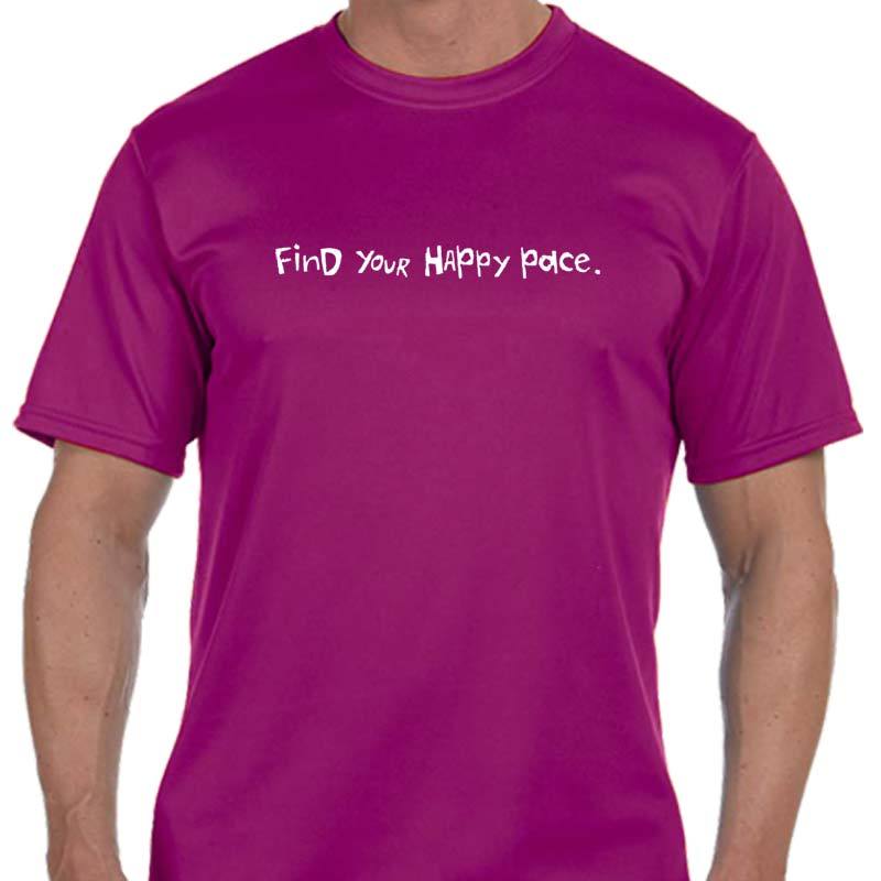 Men's Sports Tech Short Sleeve Crew - "Find Your Happy Pace"
