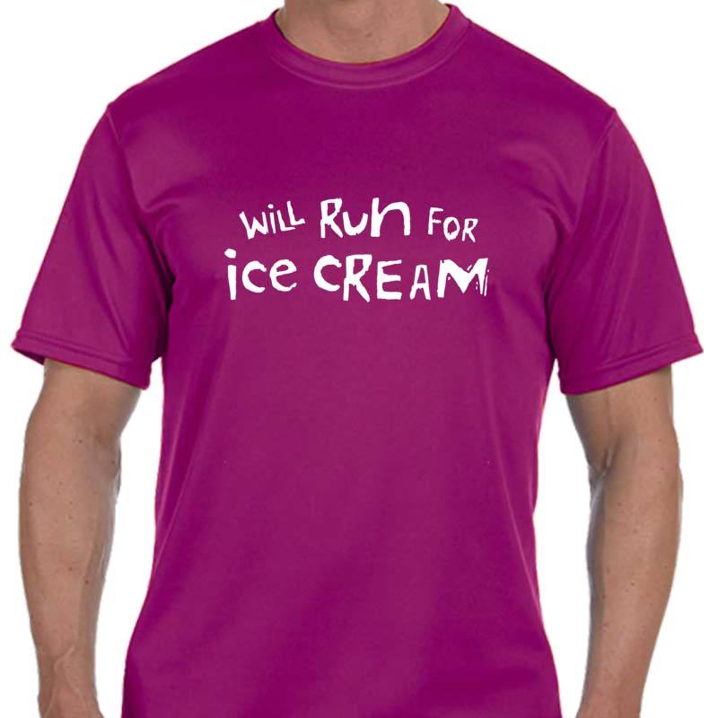Men's Sports Tech Short Sleeve Crew - "Will Run For Ice Cream"