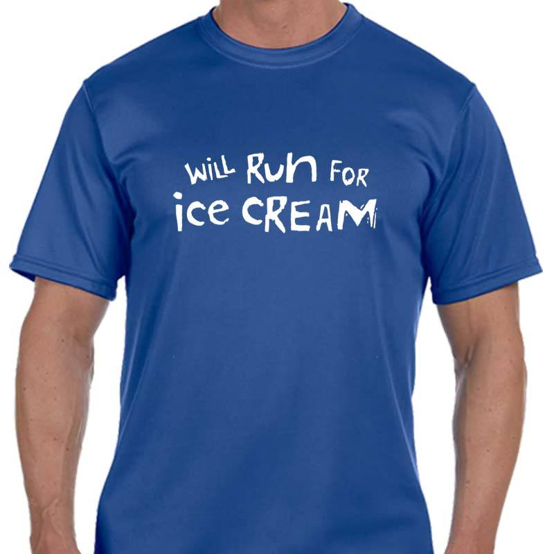 Men's Sports Tech Short Sleeve Crew - "Will Run For Ice Cream"