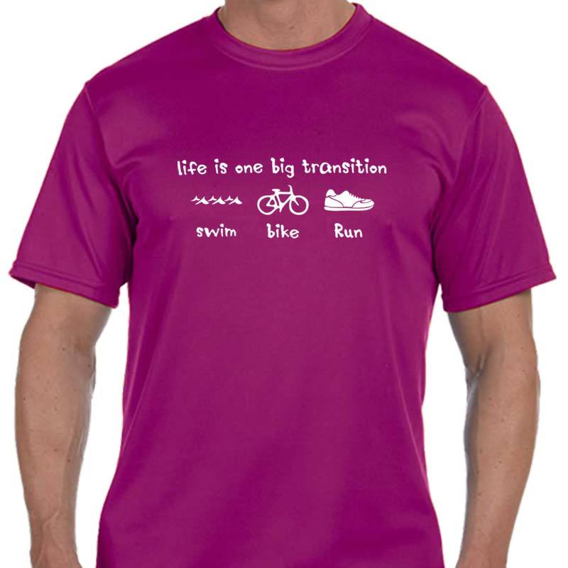 Men's Sports Tech Short Sleeve Crew - "Life Is One Big Transition"