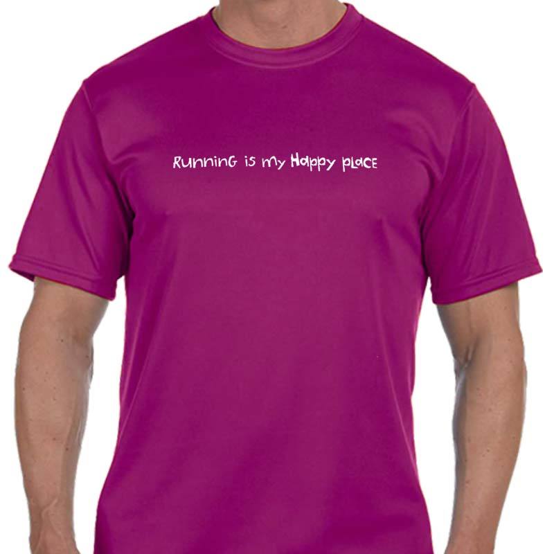 Men's Sports Tech Short Sleeve Crew - "Running Is My Happy Place"