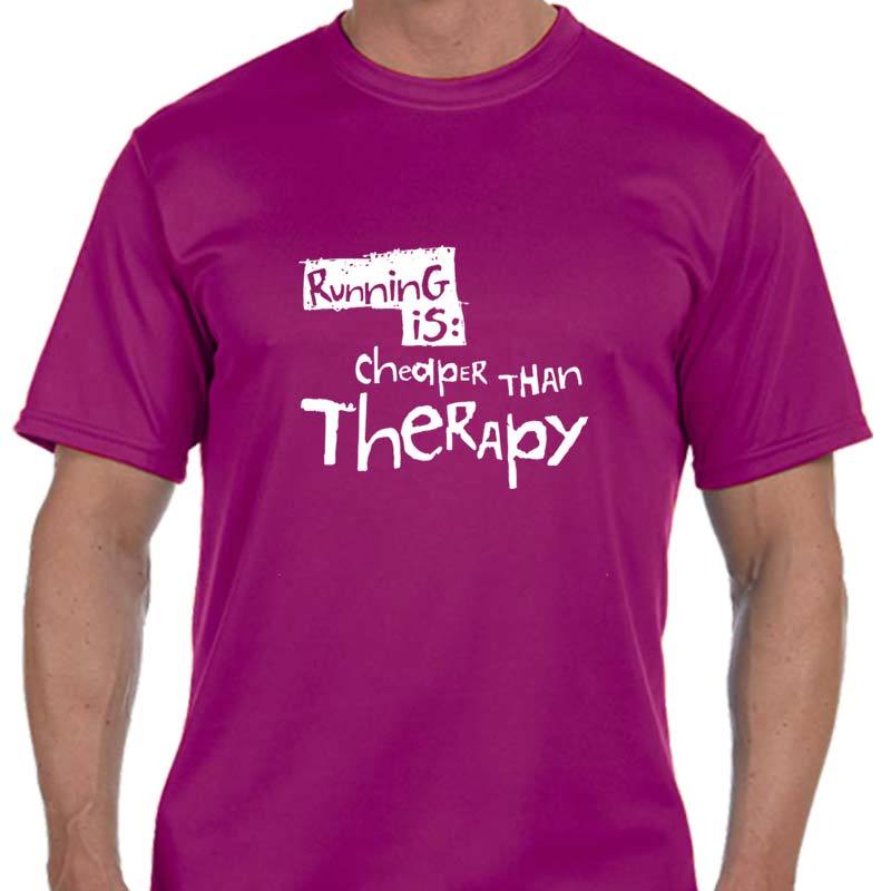 Men's Sports Tech Short Sleeve Crew - "Running Is Cheaper Than Therapy"
