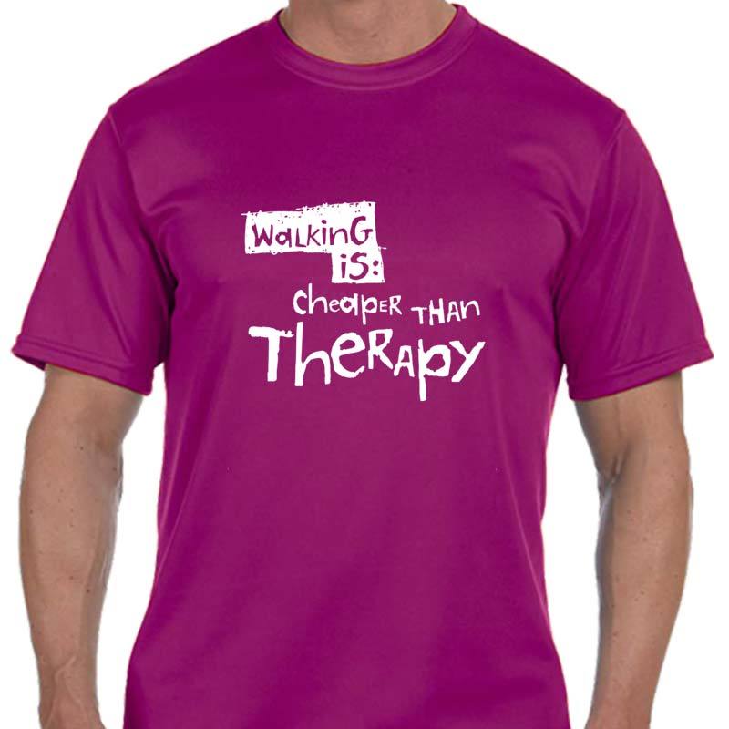 Men's Sports Tech Short Sleeve Crew - "Walking Is Cheaper Than Therapy"