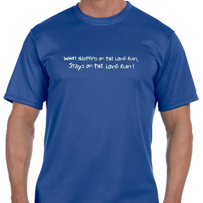 Men's Sports Tech Short Sleeve Crew - "What Happens On The Long Run Stays On The Long Run"