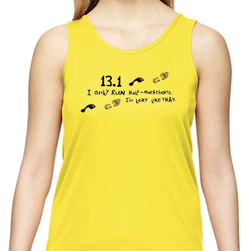 Ladies Sports Tech Tank Crew - "13.1  Lazy Like That"