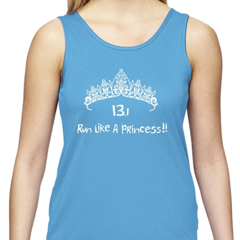 Ladies Sports Tech Tank Crew - "13.1 Run Like A Princess"