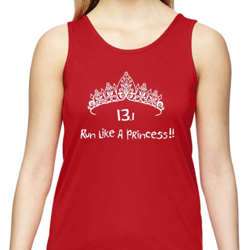 Ladies Sports Tech Tank Crew - "13.1 Run Like A Princess"