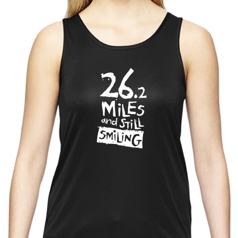 Ladies Sports Tech Tank Crew - "26.2 Miles And Still Smiling"