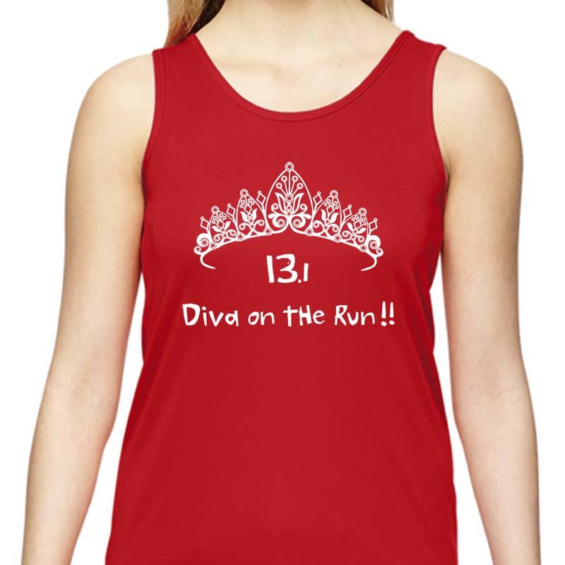 Ladies Sports Tech Tank Crew - "13.1 Diva On The Run"