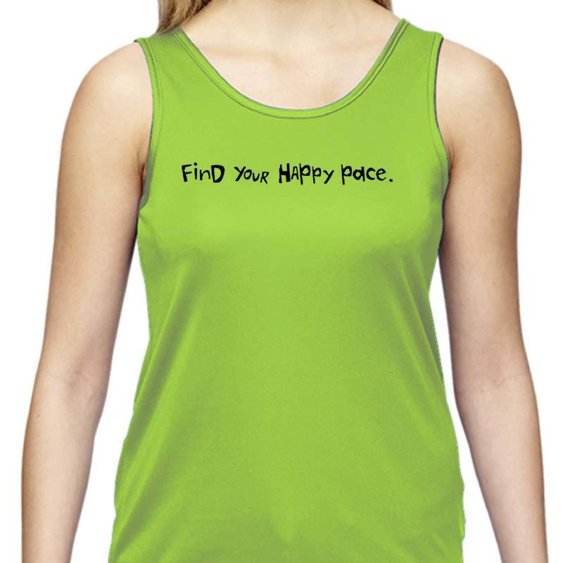 Ladies Sports Tech Tank Crew - "Find Your Happy Pace"