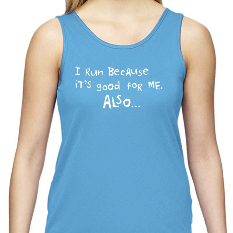 Ladies Sports Tech Tank Crew - "Eat And  Drink  A  Lot"