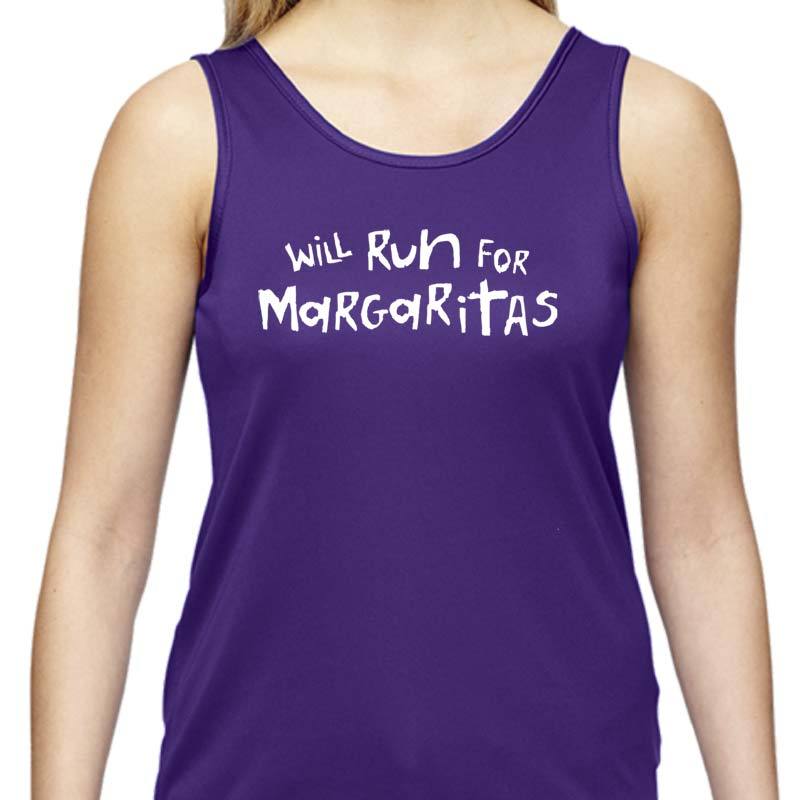 Ladies Sports Tech Tank Crew - "Will Run For Margaritas"