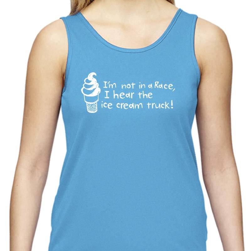 Ladies Sports Tech Tank Crew - "I'm Not In A Race, I Hear The Ice Cream Truck!"