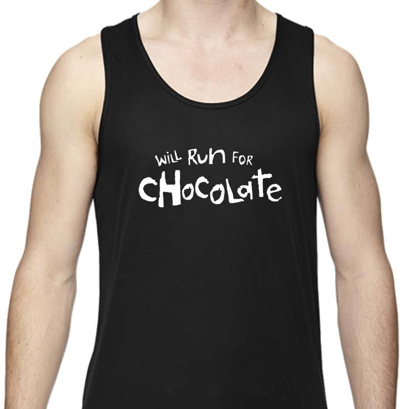 Men's Sports Tech Tank - "Will Run For Chocolate"