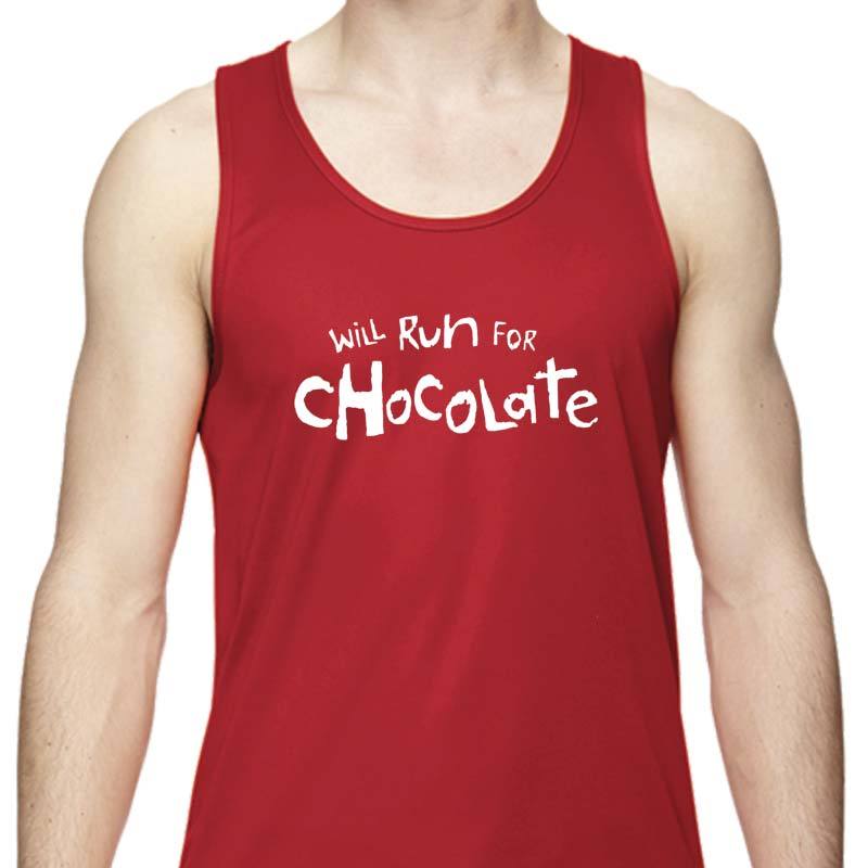 Men's Sports Tech Tank - "Will Run For Chocolate"