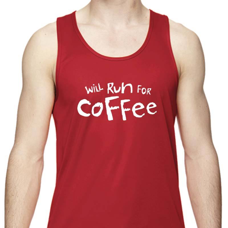 Men's Sports Tech Tank - "Will Run For Coffee"