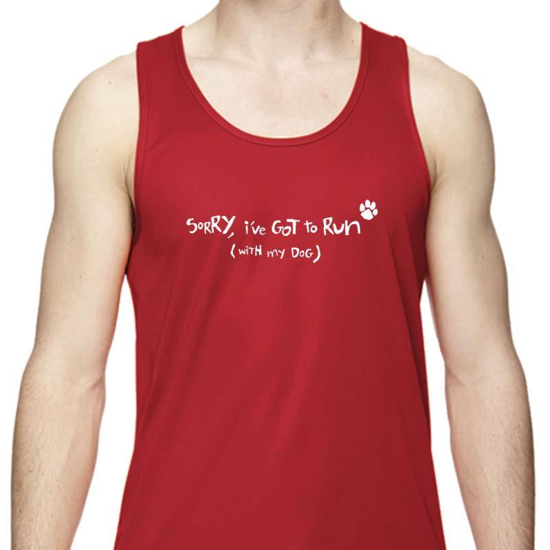 Men's Sports Tech Tank - "Sorry, I've Got To Run (With My Dog)"