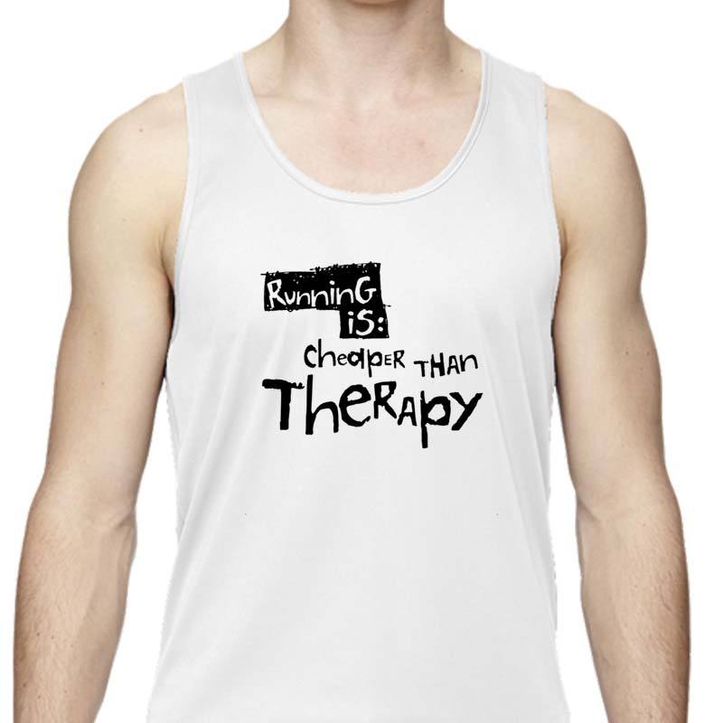 Men's Sports Tech Tank - "Running Is Cheaper Than Therapy"