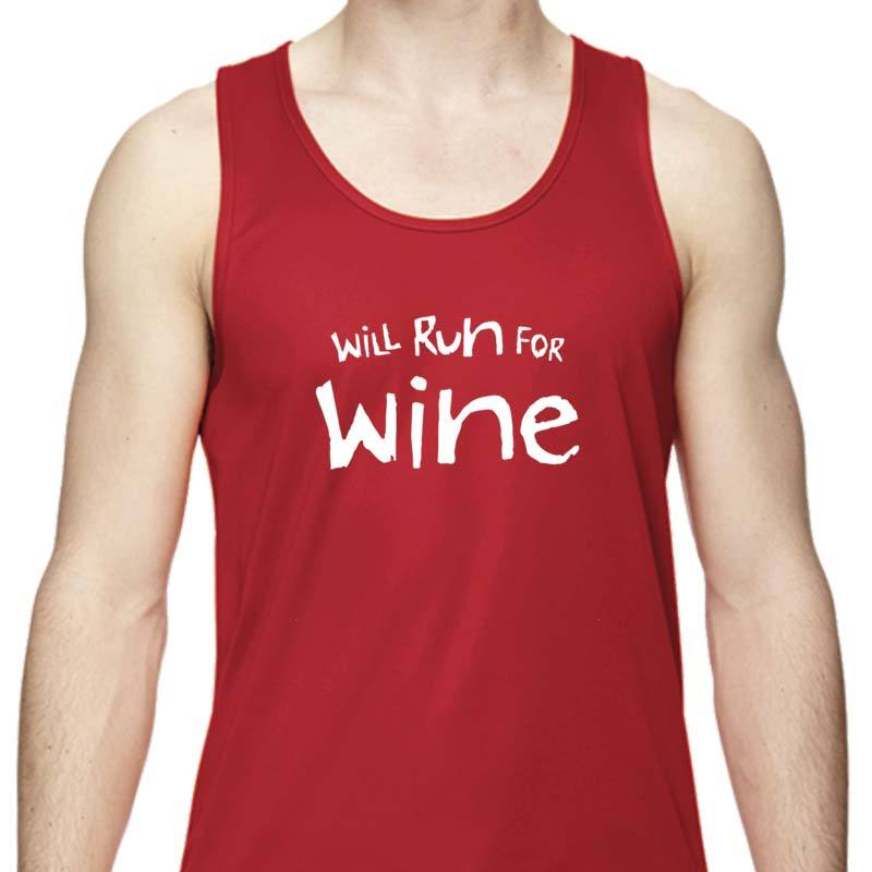 Men's Sports Tech Tank - "Will Run For Wine"