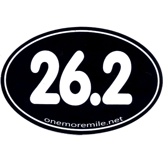 Large Oval Sticker "26.2 Smooth Font" - Black w/ White Imprint