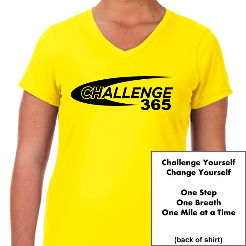 Coach Jenny's Challenge 365 Ladies Sports Tech Short Sleeve V